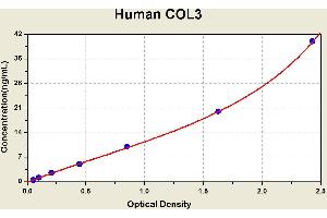 Diagramm of the ELISA kit to detect Human COL3with the optical density on the x-axis and the concentration on the y-axis.