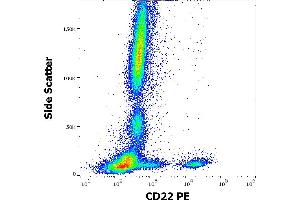 Flow cytometry surface staining pattern of human peripheral whole blood stained using anti-human CD22 (MEM-01) PE antibody (20 μL reagent / 100 μL of peripheral whole blood). (CD22 Antikörper  (PE))