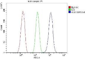 Flow Cytometry analysis of HEPA 1-6 cells using anti-GLB1 antibody (ABIN7599649).