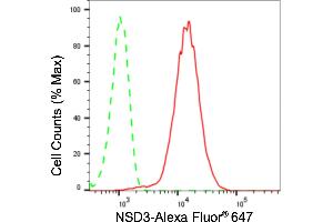 Flow cytometric analysis of NSD3 expression in HepG2 cells using NSD3 antibody (ABIN7800867), 1:2,000).