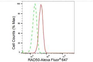 Flow cytometric analysis of RAD50 expression in HeLa cells using RAD50 antibody (ABIN7800119), 1:2,000). (Rekombinanter RAD50 Antikörper)