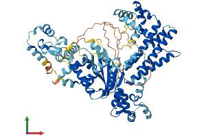 AlphaFold protein structure predicition of Human Recombinant FAM200B Protein, UniprotID P0CF97