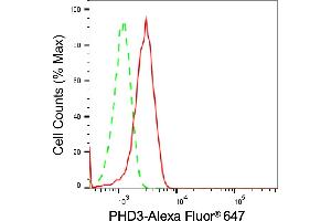 Flow cytometric analysis of PHD3 expression in HepG2 cells using PHD3 antibody (ABIN7798427), 1:2,000).