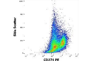 Flow cytometry surface staining pattern of human PHA stimulated peripheral blood mononuclear cell suspension stained using anti-human CD274 (29E. (PD-L1 Antikörper  (PE))