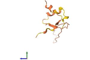 AlphaFold protein structure predicition of Human Recombinant LINC00587 Protein, UniprotID B1AMM8