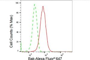 Flow cytometric analysis of Bak expression in HepG2 cells using Bak antibody (ABIN7797742), 1:2,000). (Rekombinanter BAK1 Antikörper)