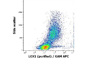 Flow cytometry surface staining pattern of human dendritic cells in flow cytometry analysis (surface staining) stained using anti-human LOX1 (15C4) purified antibody (concentration in sample 5 μg/mL, GAM APC). (OLR1 Antikörper)