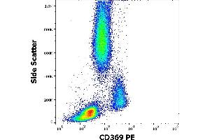 Flow cytometry surface staining pattern of human peripheral whole blood stained using anti-human CD369 (15E2) PE antibody (10 μL reagent / 100 μL of peripheral whole blood). (CLEC7A Antikörper  (PE))