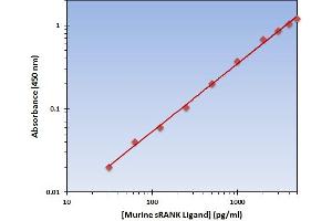 This is an example of what a typical standard curve will look like. (RANKL ELISA Kit)