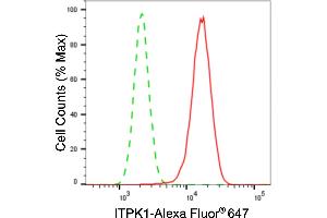 Flow cytometric analysis of ITPK1 expression in HepG2 cells using ITPK1 antibody (ABIN7799044), 1:2,000). (Rekombinanter ITPK1 Antikörper)