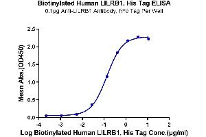 ELISA image for Leukocyte Immunoglobulin-Like Receptor, Subfamily B (With TM and ITIM Domains), Member 1 (LILRB1) (AA 24-458) protein (His-Avi Tag,Biotin) (ABIN7275186)
