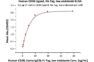 ELISA image for Tumor Necrosis Factor (Ligand) Superfamily, Member 8 (TNFSF8) (AA 63-234) (Active) protein (His tag) (ABIN6809854)