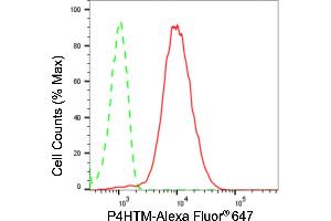 Flow cytometric analysis of P4HTM expression in HepG2 cells using P4HTM antibody (ABIN7799921), 1:2,000). (Rekombinanter P4HTM Antikörper)