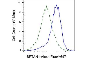 Validation of SPTAN1 knockdown using flow cytometry. (SPTAN1 Antikörper)