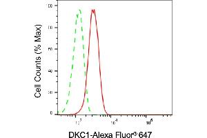 Flow cytometric analysis of DKC1 expression in HepG2 cells using DKC1 antibody (ABIN7798407), 1:(ABIN7798691). (Rekombinanter DKC1 Antikörper)