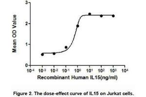 Interleukin 15 (IL15) is a widely expressed cytokine that is structurally and functionally related to IL2, which plays an important role in many immunological diseases. (IL-15 Protein (AA 50-162) (His tag))