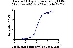 ELISA image for Tumor Necrosis Factor (Ligand) Superfamily, Member 9 (TNFSF9) (AA 71-254), (Trimer) protein (His tag) (ABIN7273928)