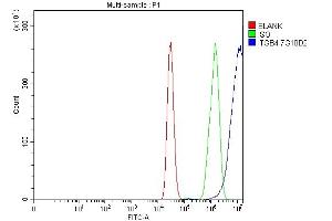 Flow Cytometry analysis of MCF-7 cells using anti-ITGB4 antibody (ABIN7601134). (Integrin beta 4 Antikörper  (AA 29-431))