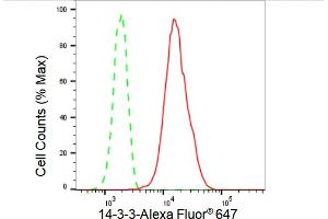 Flow cytometric analysis of 14-3-3 expression in HepG2 cells using 14-3-3 antibody (ABIN7797413), 1:2,000). (Rekombinanter 14-3-3 theta Antikörper)