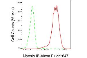Flow cytometric analysis of Myosin IB expression in HepG2 cells using Myosin IB antibody (ABIN7799521), 1:2,000).