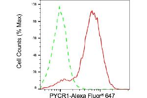 Flow cytometric analysis of PYCR1 expression in HepG2 cells using PYCR1 antibody (ABIN7800078), 1:2,000). (PYCR1 Antikörper)