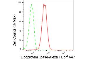 Flow cytometric analysis of Lipoprotein lipase expression in HepG2 cells using Lipoprotein lipase antibody (ABIN7799278), 1:2,000). (Rekombinanter Lipoprotein Lipase Antikörper)