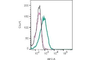 Cell surface detection of IGSF8 by indirect flow cytometry in live intact human Jurkat T-cell leukemia cell line: + goat-anti-rabbit-APC. (IGSF8 Antikörper  (Extracellular))