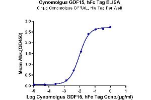 Immobilized Cynomolgus GFRAL, His Tag at 1 μg/mL (100 μL/well) on the plate. (GDF15 Protein (AA 197-308) (Fc Tag))