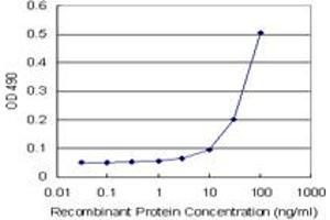 Sandwich ELISA detection sensitivity ranging from 10 ng/mL to 100 ng/mL.