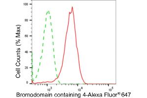 Flow cytometric analysis of bromodomain containing 4 expression in HepG2 cells using bromodomain containing 4 antibody (ABIN7797800), 1:2,000). (Rekombinanter BRD4 Antikörper)