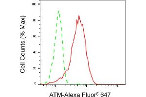 Flow cytometric analysis of ATM expression in HepG2 cells using ATM antibody (ABIN7797668), 1:2,000). (Rekombinanter ATM Antikörper)