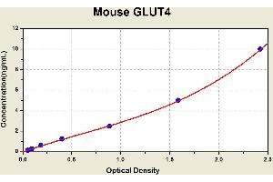 Diagramm of the ELISA kit to detect Mouse GLUT4with the optical density on the x-axis and the concentration on the y-axis. (GLUT4 ELISA Kit)