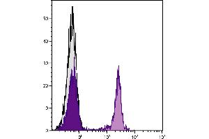 BALB/c mouse splenocytes were stained with Rat Anti-Mouse CD45R-BIOT. (Neutralite Avidin Protein)