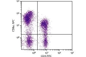 Porcine peripheral blood lymphocytes were stained with Mouse Anti-Porcine CD8α-APC. (CD8 alpha Antikörper  (Biotin))