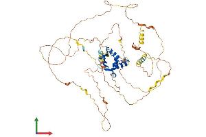 AlphaFold protein structure predicition of Human Recombinant ERF Protein, UniprotID P50548