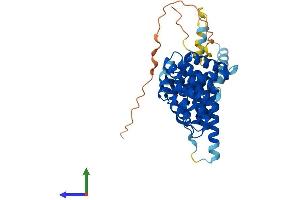 AlphaFold protein structure predicition of Mouse Recombinant Hspbp1 Protein, UniprotID Q99P31
