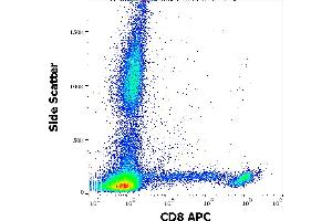 Flow cytometry surface staining pattern of human peripheral whole blood stained using anti-human CD8 (LT8) APC antibody (4 μL reagent / 100 μL of peripheral whole blood) (CD8 Antikörper  (APC))