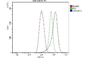 Flow Cytometry analysis of THP-1 cells using anti-CHCHD10 antibody (ABIN7602507). (CHCHD10 Antikörper  (AA 80-142))