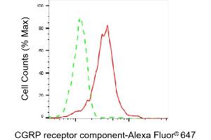 Flow cytometric analysis of CGRP receptor component expression in HepG2 cells using CGRP receptor component antibody (ABIN7798027), 1:2,000). (Rekombinanter CRCP Antikörper)