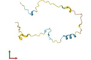 AlphaFold protein structure predicition of Human Recombinant PRR15L Protein, UniprotID Q9BU68