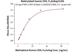 ELISA image for CD4 (CD4) (AA 26-396) (Active) protein (Fc Tag,AVI tag,Biotin) (ABIN5674591)