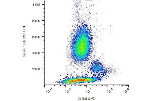 Surface staining of human peripheral blood with anti-CD54 (1H4) APC. (ICAM1 Antikörper  (APC))