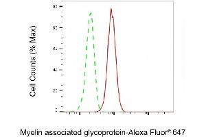 Flow cytometric analysis of Myelin associated glycoprotein expression in HeLa cells using Myelin associated glycoprotein antibody (ABIN7799508), 1:2,000). (Rekombinanter MAG Antikörper)
