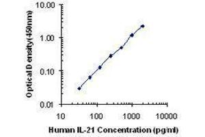 ELISA image for anti-Interleukin 21 (IL21) antibody (ABIN2665142) (IL-21 Antikörper)