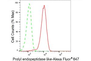 Flow cytometric analysis of Prolyl endopeptidase like expression in HeLa cells using Prolyl endopeptidase like antibody (ABIN7799922), 1:2,000). (Rekombinanter PREPL Antikörper)