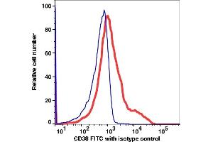 Flow Cytometry (FACS) image for anti-CD38 antibody (FITC) (ABIN2704260)