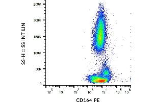 Flow cytometry analysis (surface staining) of human peripheral blood cells using anti-CD164 (67D2) PE. (CD164 Antikörper  (PE))