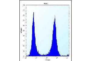 FCN3 Antibody (C-term) (ABIN656492 and ABIN2845769) flow cytometric analysis of K562 cells (right histogram) compared to a negative control cell (left histogram). (FCN3 Antikörper  (C-Term))