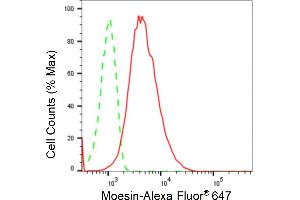 Flow cytometric analysis of Moesin expression in HepG2 cells using Moesin antibody (ABIN7799482), 1:2,000).