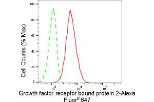 Flow cytometric analysis of Growth factor receptor bound protein 2 expression in HT- cells using Growth factor receptor bound protein 2 antibody (ABIN7798807), 1:2,000). (Rekombinanter GRB2 Antikörper)